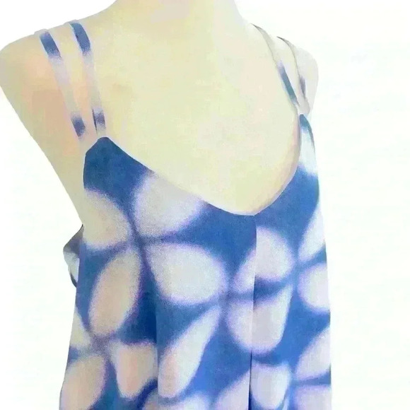 Crown & Ivy Women’s Double Layer Midi Sundress Size M Blue White Flowy Vacation - Picture 6 of 13